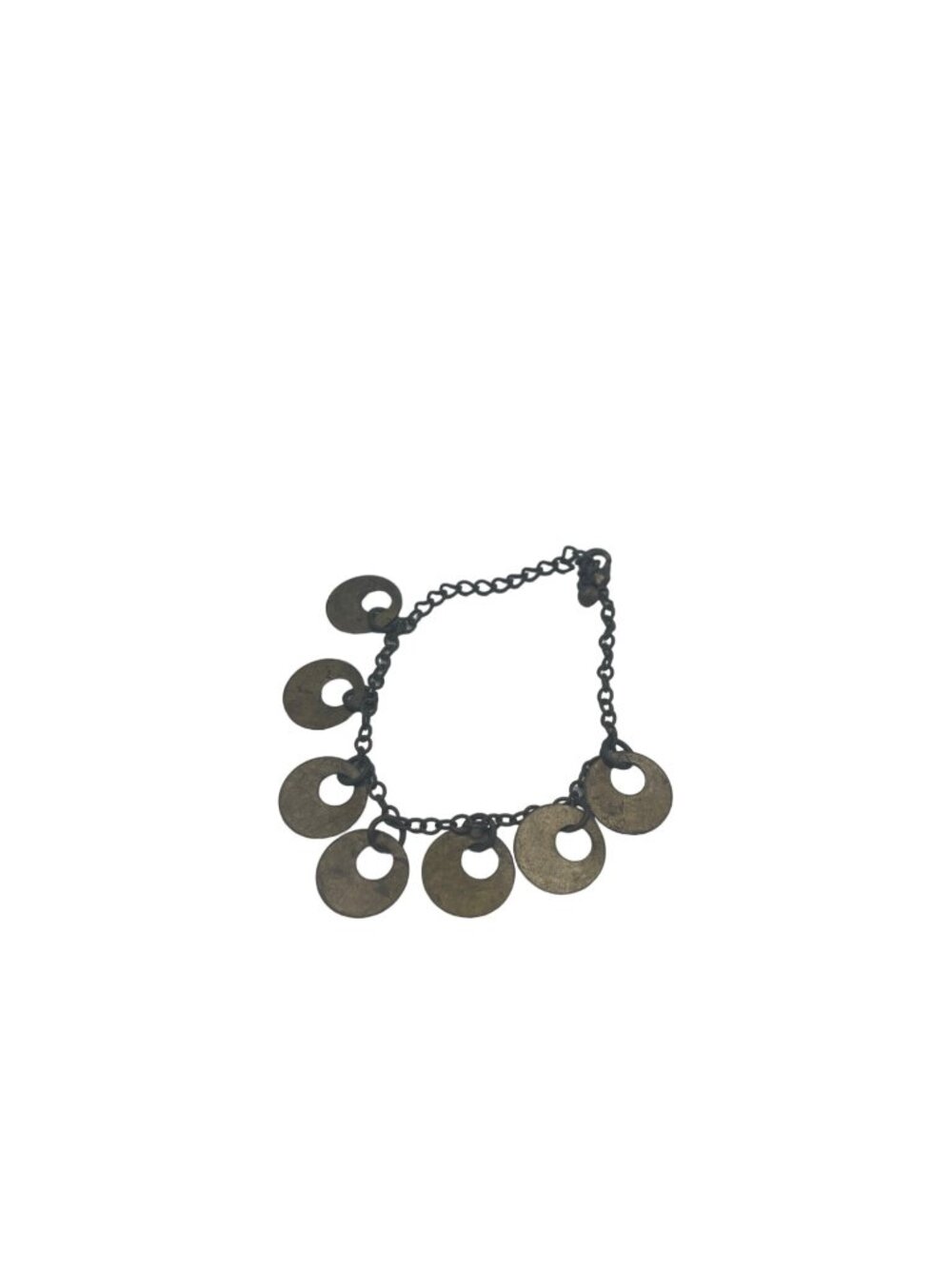 Vintage Brass Coin Link Chain Bracelet Pre-Owned Bohemian Jewelry Rustic Design